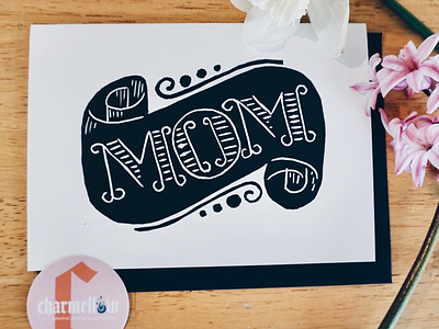 Mother’s Day Linocut Card fine print greeting card illustration letterpress linocut mom mothers day card printing tattoo art