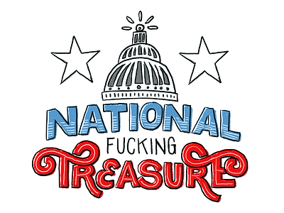 National 🇺🇸 Treasure blue greeting card lettering national red sans serif sweary white