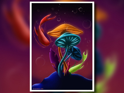 Mushrooms and fish art artist brush childrens book colors design digitalart fish illustration mushroom poster procreate