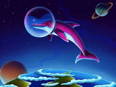 Space dolphin animals art artist artwork brush childrens book colors digitalart illustraion procreate