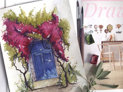 Tiny door draw draw drawing illustration sketch sketchbook water color water colors