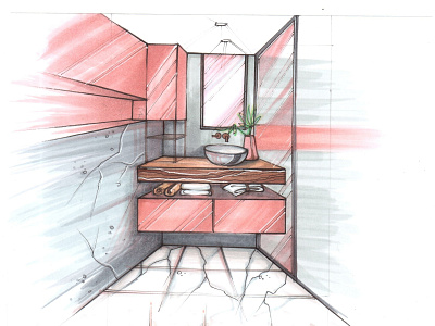 Pink Bathroom design draw draw drawing furniture design illustration interior interior design sketch sketchbook