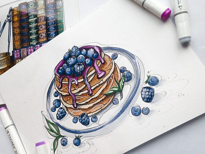 pancakes draw food foodart foodsketch illustration marker sketch sketch sketchbook