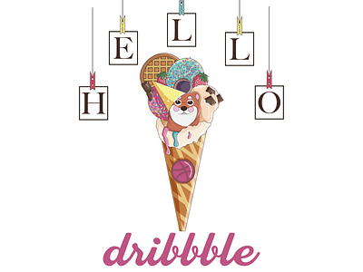 Hello Dribbble design dog hellodribbble illustraion vector vectorart
