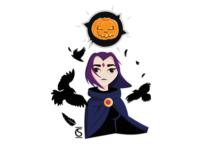 Raven from the Titans halloween illustraion illustration art postcard vector