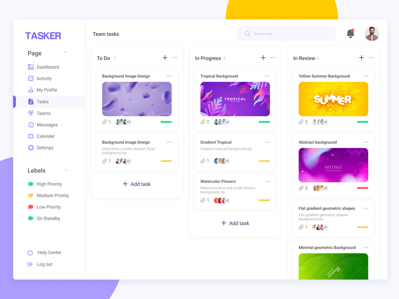 Tasker- Task Management Platform dashboard kanban board kanban board ux kanban board uxui kanban ui task management app task management app uxui task management dashboard tasker dashboard web app uxui