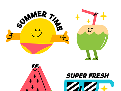 Summer stickers character food illustrator sticker summer vector