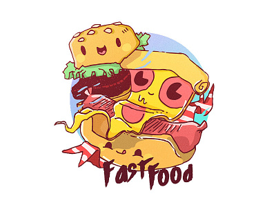Fast Food burger design fast food fat hotdog pizza