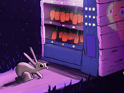 Vender carrot machine bunny carrot cartoon characterdesign design digital draws food graphic illustration light purple