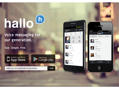 hallo - Landing Page app site hallo voice app website