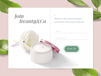 Sign up Page | Day 001 #DailyUI beauty dailyui signup ui ux