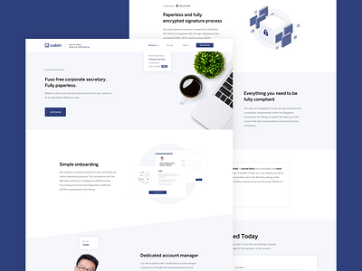 Corporate Secretary accounting blue landingpage ui