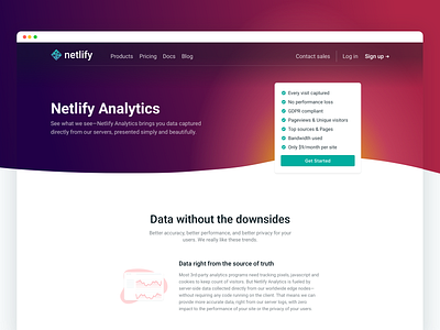 Netlify Analytics: Marketing page analytics gradient landing landing page marketing netlify wave web website