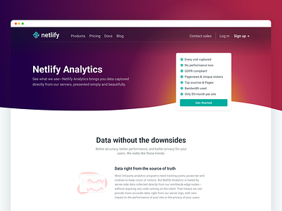 Netlify Analytics: Marketing page