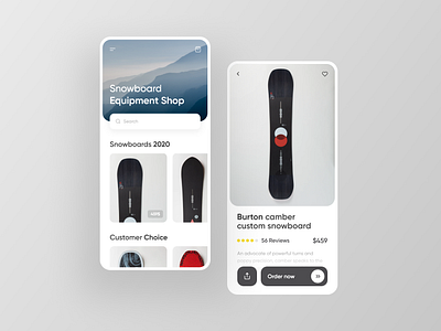 Snowboard equipment Shop UI