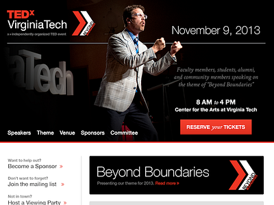 TEDxVirginiaTech 2013 Draft Website design hokies ted tedx tedxvirginiatech virginia tech web website