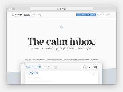 Simplified website for Mail Pilot