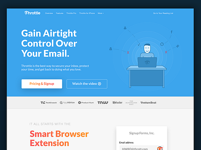 Redesigned Throttle Overview blue email redesign throttle web page