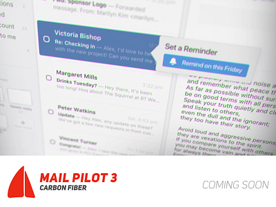 Teaser for Mail Pilot 3 "Carbon Fiber" app carbon fiber email mac mail pilot teaser video