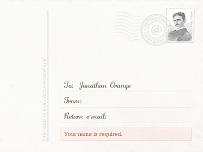 Postcards contact form postcard