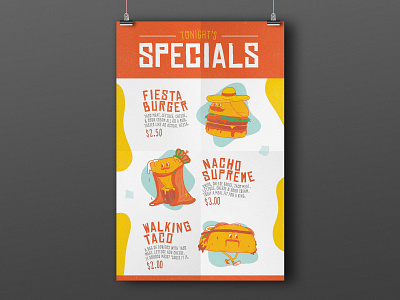 Tonight's Specials: Menu Design branding character illustration concession stand design graphic design illustration lettering menu menu design mockup typography