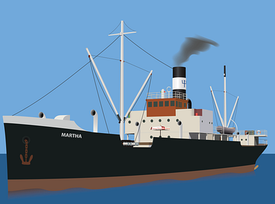 S/S Martha - Steam ship - Illustrator art danish denmark illustration illustrator maritime movie old vector