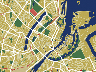 Map of Copenhagen - Denmark - Illustrator art copenhagen illustrator map oldschool poster