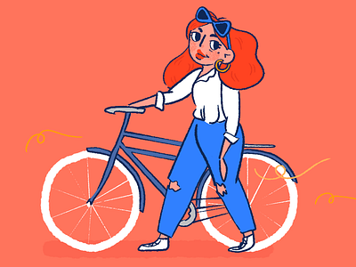 Mujeres bellas y fuertes art bicycle illustration mexico orange woman