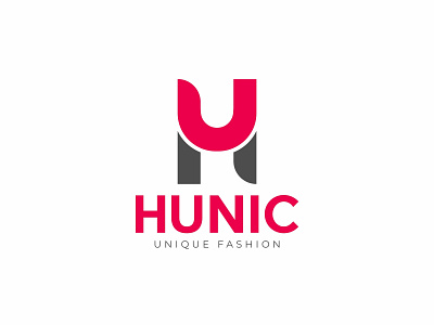 HUNIC UNIQUE LOGO animation app branding design dundutdesain flat icon identity illustration lettering logo logo a day minimal type typography ui ux vector web website