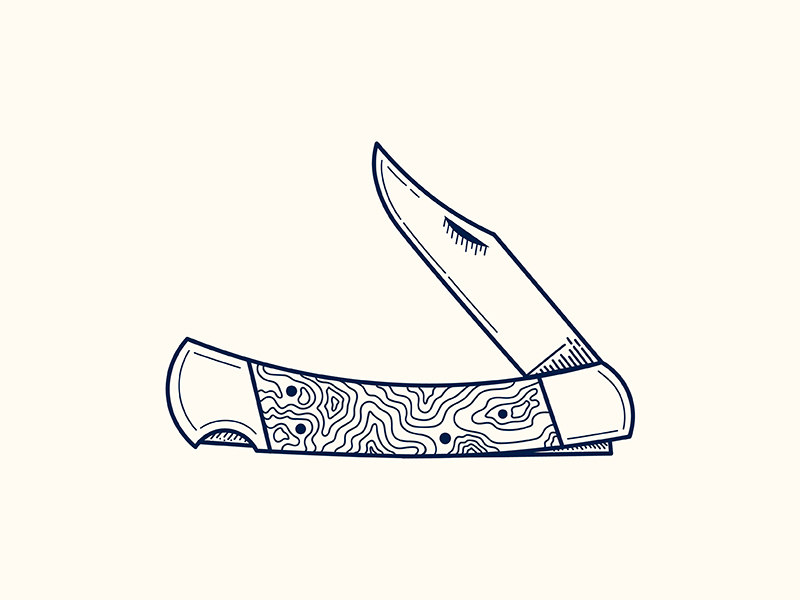 Topography pocket knife illustration by Brent Gilbert on Dribbble