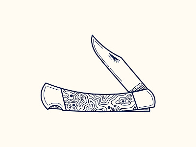 Topography pocket knife illustration