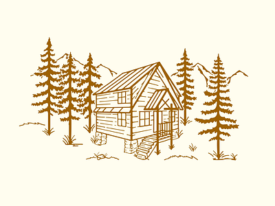 Cabin in the mountains design digital design hand drawn handmade illustration illustrator