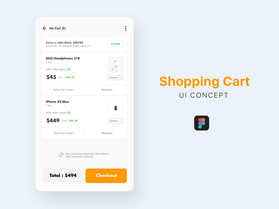 Shopping Cart UI Concept challenge design figma flipkart shopping cart ui uidesign