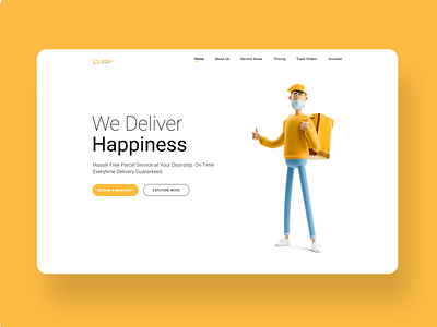 Courier Service Website Landing Page Concept 3d branding challenge courier delivery delivery service delivery status design express figma ui uidesign webdesign yellow