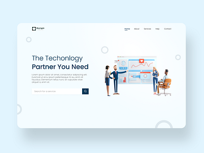 Tech Consultancy Landing Page Concept 3d art 3dillustration banner branding challenge circles community consultancy design figma header hero section home search technology ui uidesign web webdesign wrapper