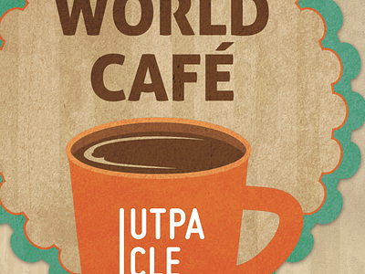 World Café café earth tones illustration texture wood