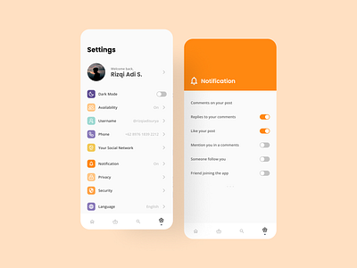 Daily UI #007 / Settings app dail ui 007 daily ui dailyui design illustration illustrator minimal mockups ui vector