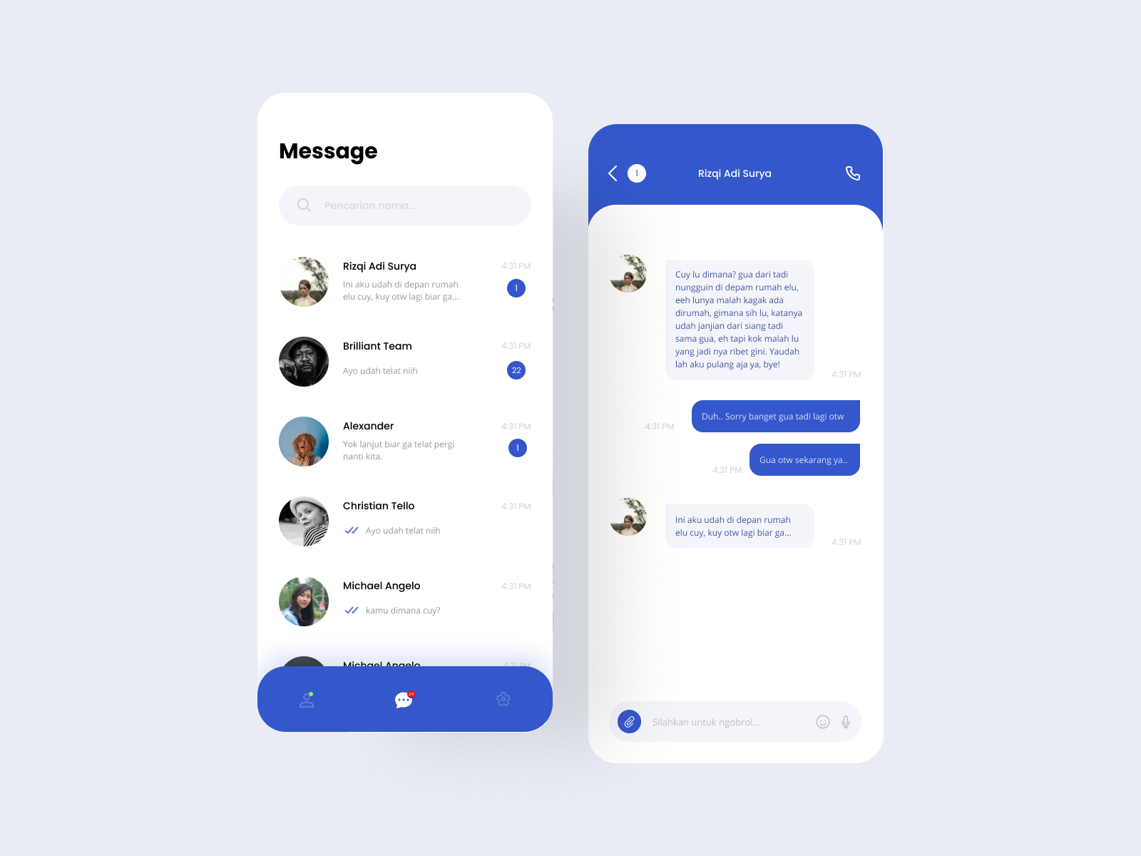 Daily UI #013 / Direct Message by Rizqi Adi Surya on Dribbble