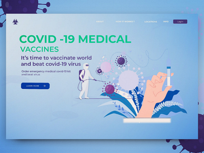 Covid -19 emergency vaccine concept Landing Page app clean coronavirus dashboard design figma fintech gradient interaction design landing page medical mobile product design productdesign ui user experience ux web webdesign website