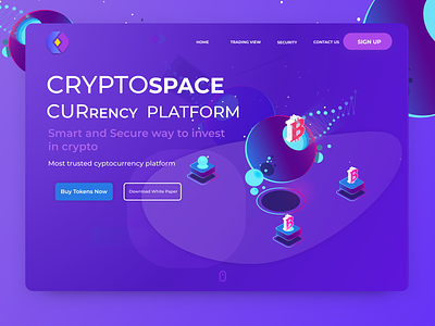 Cryptospace Currency Platform app banking bitcoin branding clean crypto currency exchange figma finance interface landing page mobile product design responsive ui user experience ux web web design website