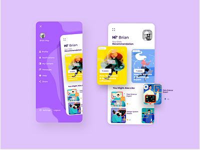 Online learning app app app design cards clean courses education e learning exploration interface ios minimal online course quarantine covid19 isolation side menu study ui uiux ux video call web web design