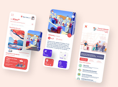 Traveling in Pandemic Safety guidelines app cards components clean covid19 flight flight user experience illustration design system interface ios iphone app design minimal online booking tourism travel agency services travel app booking trip planner ui uiux user interface ux web web design