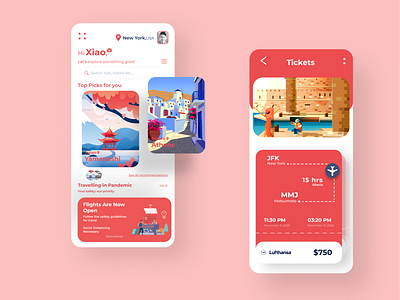 Traveling app app cards components clean flight illustration design system interface ios iphone app design minimal online booking tourism tickets travel agency services travel app booking trip planner ui uiux user experience user interface ux web web design