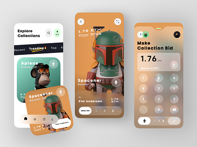 Nft app app design classic coin crypto cryptocurrency design app e commerce eth explore ios android design marketplace metamask minimal mobile design nft responsive shop trend ui uiux user interface experience