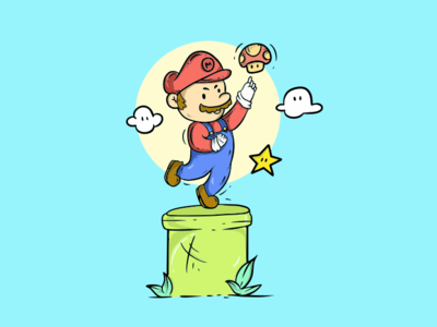 Mario charakter cute design game illustration mario nintendo vector