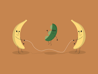 Jumping Bean american heart month banana bean digital food fun health illustration jumping