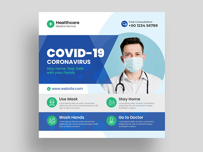 Coronavirus (COVID-19) Social Media Campaign Banner abstract brand identity branding coronavirus campaign flyer coronavirus social media corporate covid 19 banner creative healthcare cover marketing medical social media banner minimalist modern professional