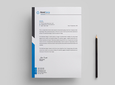 Letterhead Template blue branding business corporate corporate identity corporate letterhead creative design minimalist modern letterhead pad print ready professional professional letterhead simple letterhead standard letterhead stationary