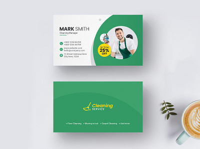 Cleaning Service Business Card Template business card carpet clean cleaning service commercial corporate creative dirty eco green house clean marketing modern professional sparkling clean