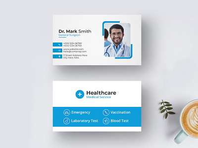 Medical Healthcare Business Card Template abstract branding clean creative dentist healthcare business card medical business card modern professional stationery